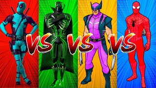 SUPERHERO COLOR DANCE CHALLENGE Blue Deadpool vs Green Panther vs Purple Wolverine vs Red Spiderman