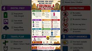 Check list for Tirumala Darshan #travel #ttd3 #tirumala #tirupati #balaji #checklist #devotional #1m