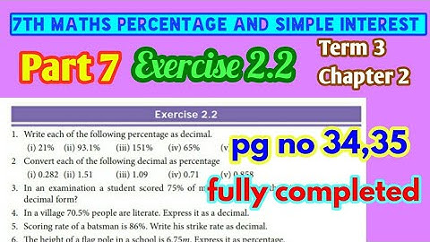 7th std Maths-Term 3-chapter 2 percentage and simple Interest - Exercise 2.2 -pg no 34, 35-part 7