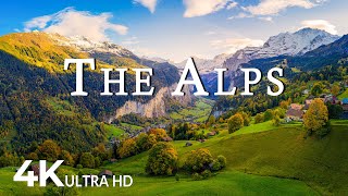 FLYING OVER THE ALPS  Amazing Beautiful Nature Scenery With Relaxing Music | 4K VIDEO ULTRA HD