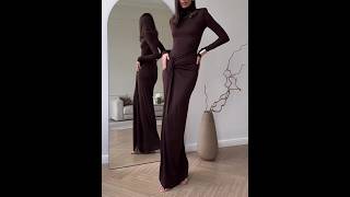 Long Sleeve Slit Maxi Dress