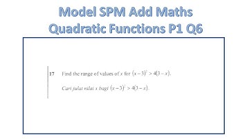 Model Add Maths Paper 1 Quadratic Functions Q6