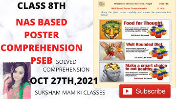 NAS BASED POSTER COMPREHENSION PSEB / CLASS 8TH /  OCT 27TH  2021