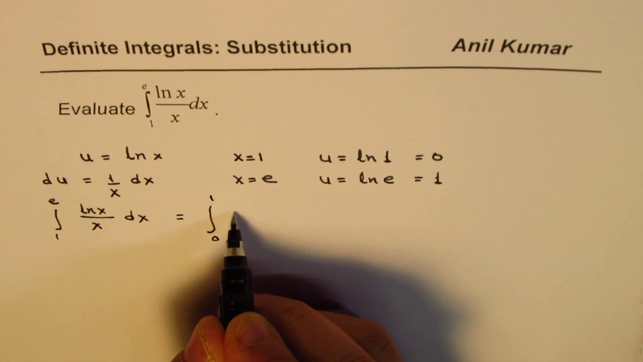 Definite Integral lnx over x by Substitution YouTube