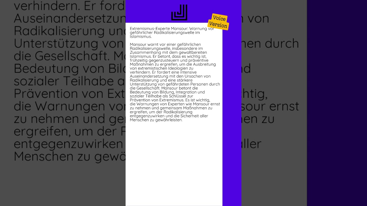 28.09.2024 - Extremismus-Experte Mansour: Warnung vor gefährlicher...