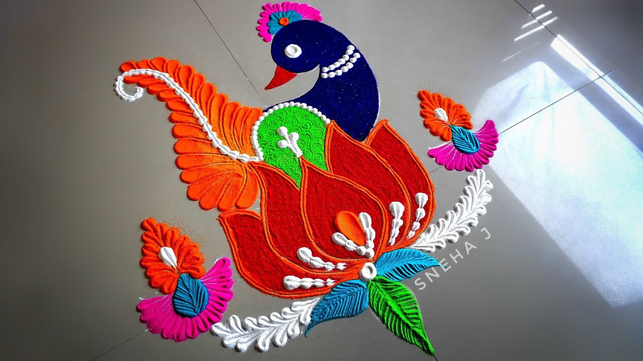 Louts Peacockon Rangoli Patterns