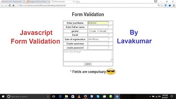 Html Form Validation by javascript using RegExp part 4