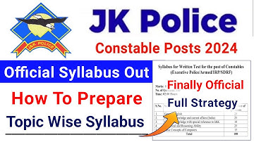 JK Police Constable Official Syllabus 2024 | JKSSB Constable Posts Exam 2024| JKP Constable Syllabus