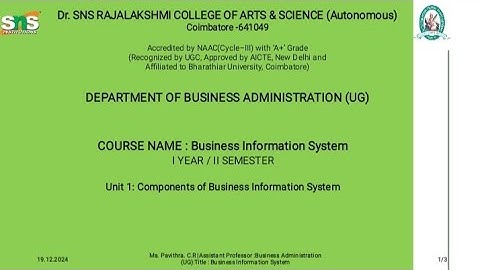 Ms. Pavithra. C.R, Assistant Professor| BBA| BIS| SNS Institutions