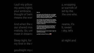 goodnight my dearest I love you... Sweet Good night Message for someone You Love and miss...💝