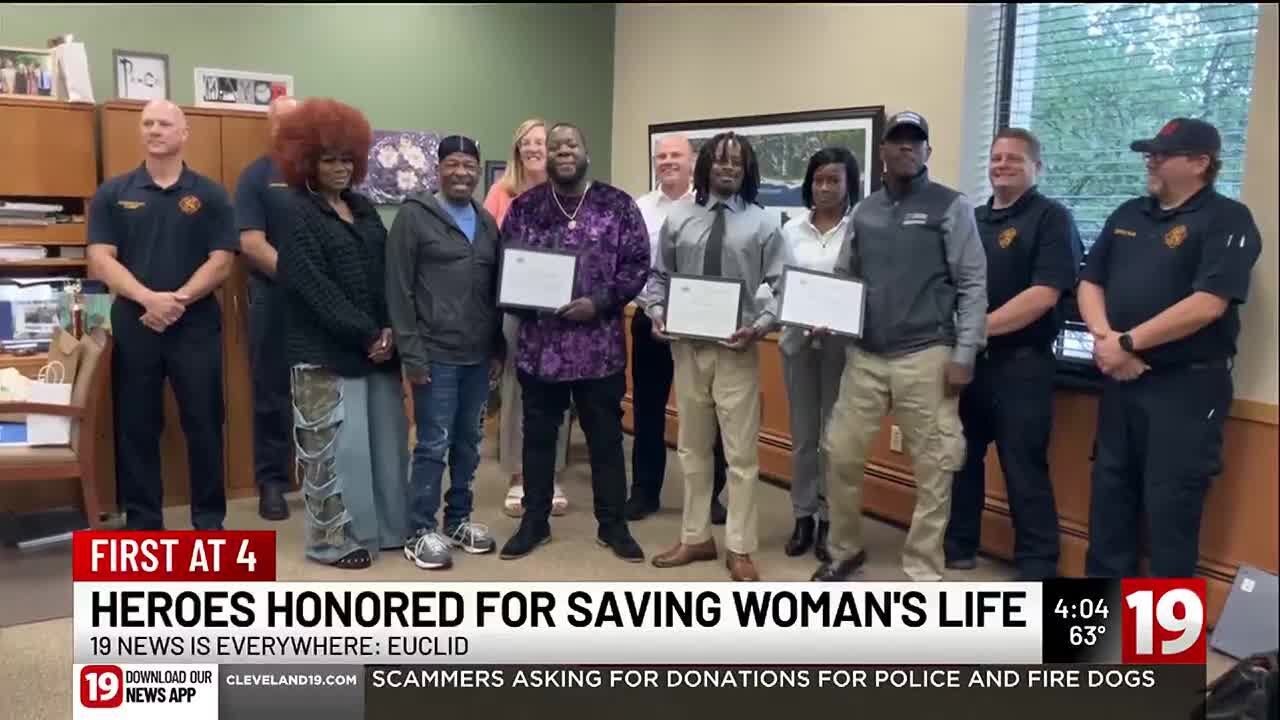 Euclid honors heroes who rescued woman from burning home - YouTube