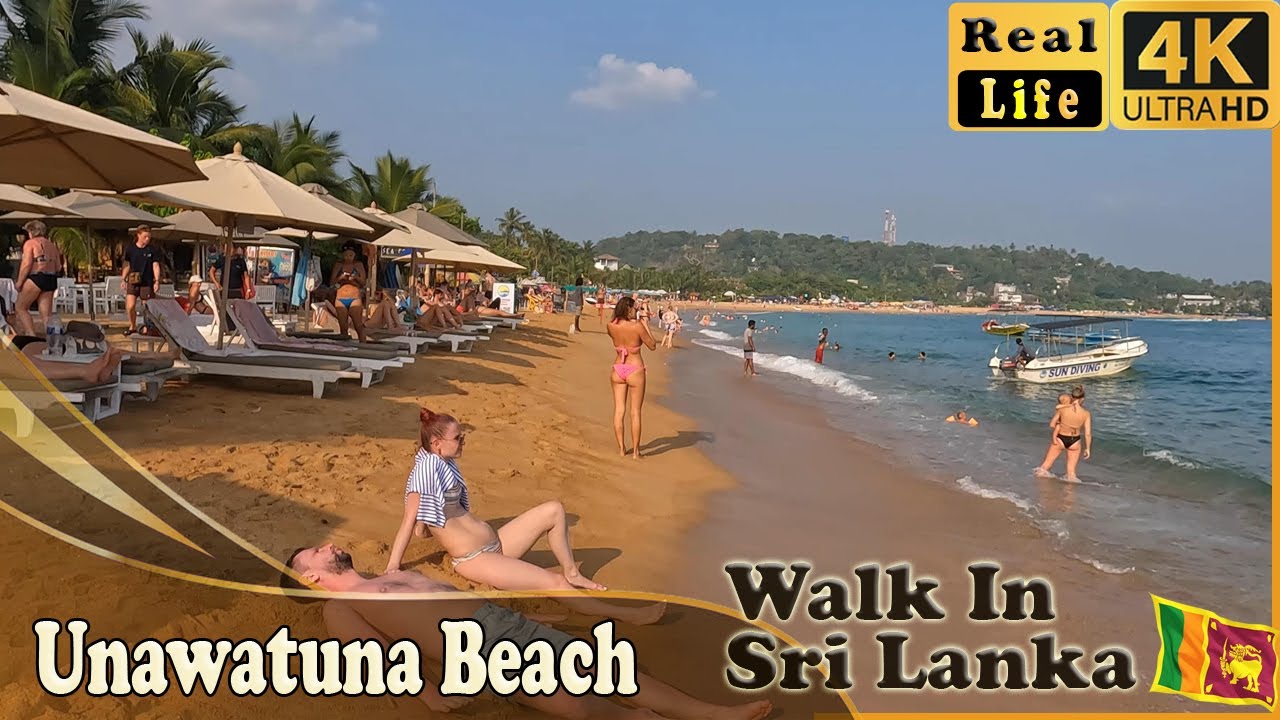 How look Like unawatuna beach. A Relaxing 4K Walk Along Unawatuna beach side| Natural sound