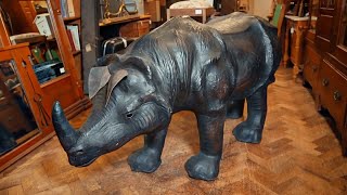 19th Century Leather Rhino - Salvage Hunters