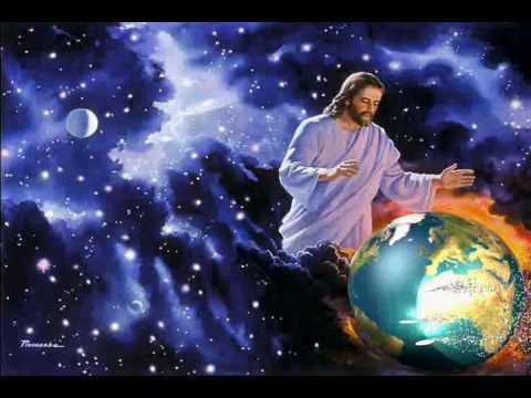 Jesus holds revolving world with Three Angels' Messages flying ...