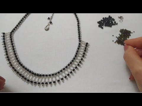 Kolay kum boncuk&kristalden kolye yapımı   (Easy sand bead & crystal necklace making) #DIY #HandMade