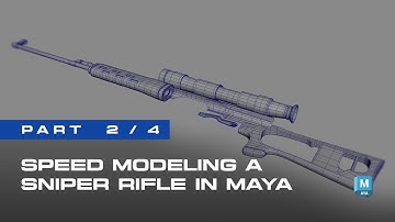 Sniper Rifle Modeling in Maya | 4-Part Speed Modeling Time-lapse - Part 2/4