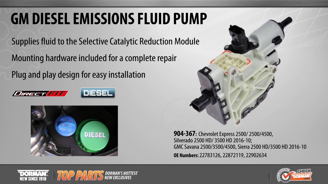 Highlighted Part: Diesel Exhaust Fluid (DEF) Pump for Select Chevy & GMC  Models 