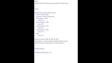 Python Code for Calculating a Student