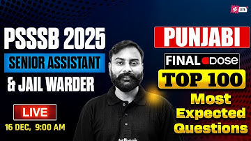 PSSSB Senior Assistant Preparation | Senior Assistant Punjabi Class | Most Expected Questions
