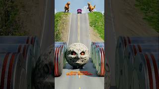 😠Moon Car &amp; School Buses vs Hydraulic Bollards Crush