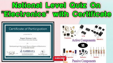 National Level Quiz On "Electronics" with Certificate || Quiz On Electronics with Certificate #free