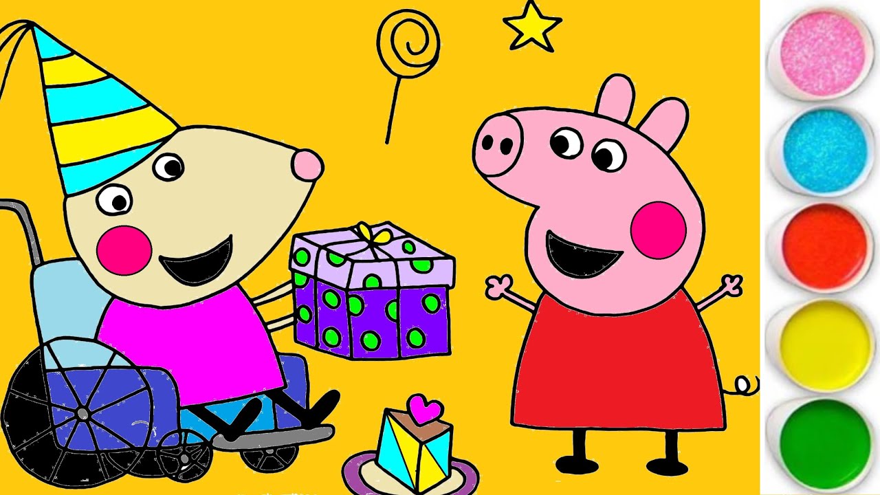 How to Draw and Color Molly Mole Gave a Gift to Peppa Pig 🎁🐭🐷| Drawing for Kids