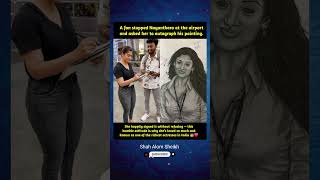 A Fan Stopped Nayanthara At The Airport And Asked Her To Autograph His Painting.