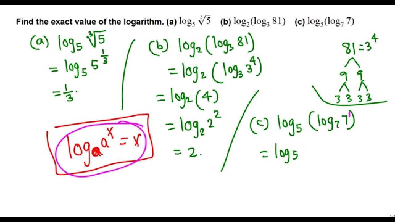 Finding exact value of logarithm without calculator