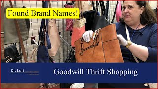 Brand Names! Goodwill Shopping: Purses, Handbags, Tags, Logos, Vintage Chairs  Thrift with Dr. Lori