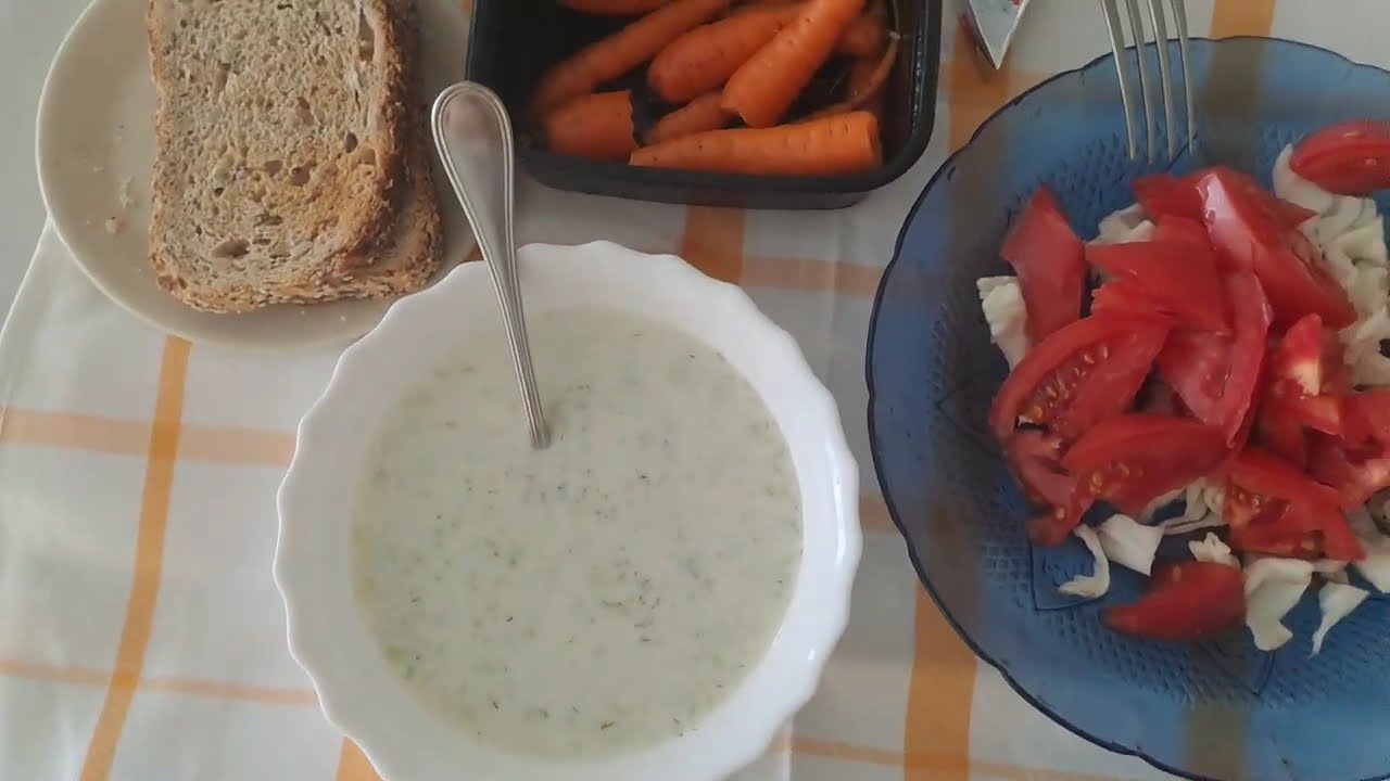 Cooking My Day: Cucumber Soup and Olivier Salad 🍲 Simple, Fresh & Tasty Foods