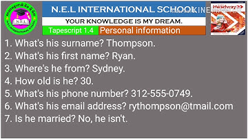 New Headway Elementary fifth edition Tapescript 1.4