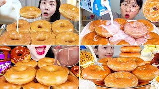 🍩Donuts with milk│ASMR dessert,donut,milk mukbang eating sounds compilation.