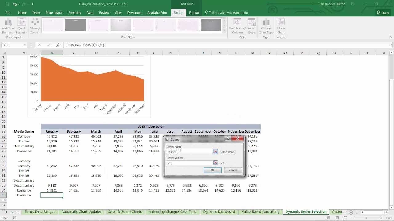Excel 2016 Dynamic Chart