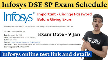 Infosys DSE SP Exam Schedule 2022 Infosys Online Test Link and Details| How to Change Password