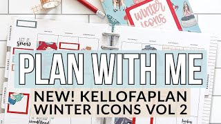 Quick & Easy Plan With Me - Vertical Happy Planner + Kellofaplan Winter Icons Volume 2 Flip Through!