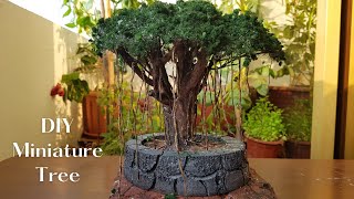 How to make miniature artificial tree | Artificial tree making ideas | Banyan Tree | DIY Tree |