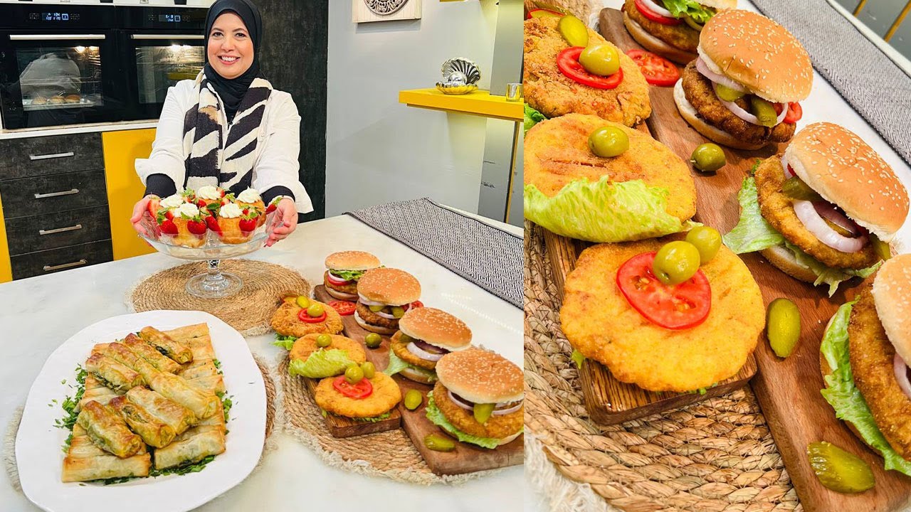 العزومة مع الشيف فاطمة أبو حاتي | رولز الجبن بالسبانخ - برجر البطاطس - الباباز