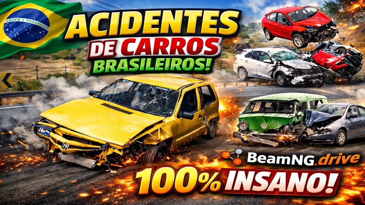 O UNO NÃO AGUENTOU, ACIDENTES DE CARROS BRASILEIROS NO BEAMNG.DRIVE! (Deu MUITO ruim)