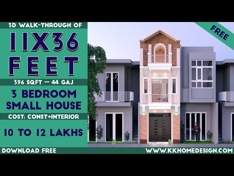3 Bedroom Modern House Design || 11*36 Feet || 11x36 Feet Small Space House Plan#75