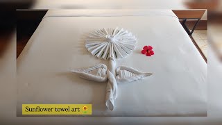 How to Make Sunflower Towel Art | Sunflower Towel Art for Romantic Bed Decoration