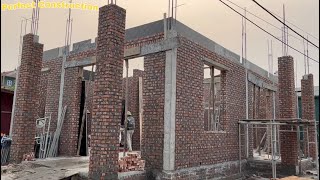 Construction Techniques For Concrete House Frame Columns And Complete Brick Wall Construction