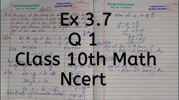 Q 1, Ex 3.7, Chapter 3, Pair of Linear Equations in Two Variable, Class 10th Math, Ncert