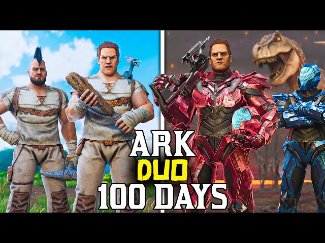 We Spent 100 Days in Ark The Island - Duo Ark Survival Ascended 100 Days class=