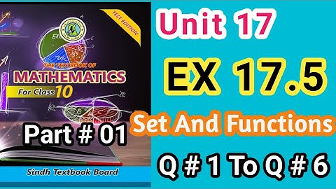 Exercise 17.5 Unit 17 Class 10 | Set and Functions | New Math Book | Sindh Text Board | My Academy