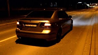 Saab 9-3 Aero - middle muffler delete - take off sound