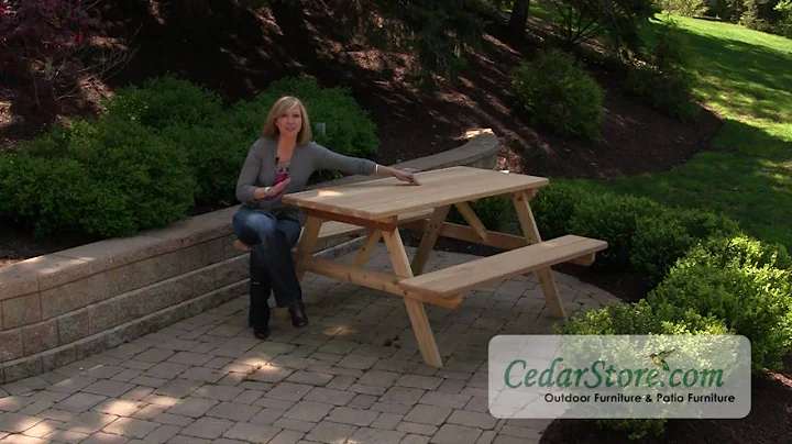 Red Cedar Picnic Table with Attached Benches from CedarStore.com