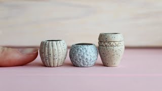 Miniature pots for plants (scale of 1:6)Polymer clay.Tutorial.DIY. Миниатюрные горшки для растений.