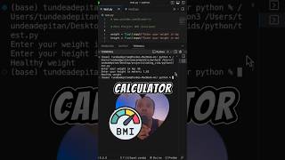 PYTHON MINI PROJECT | Create BMI Calculator | for Beginners #programming #coding #python