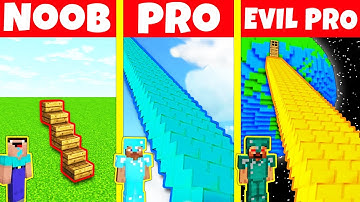 Minecraft Battle: NOOB vs PRO vs EVIL PRO: STAIRS BUILD CHALLENGE / Animation