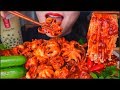 ASMR SPICY BABY OCTOPUS + KIMCHI FRIED RICE + SPICY ENOKI MUSHROOM + BOBA TEA | 章鱼 咀嚼音 | 먹방